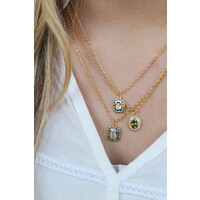 Sunlight Goldplated Ketting Bedel Paars Groen Clear Zirkonia