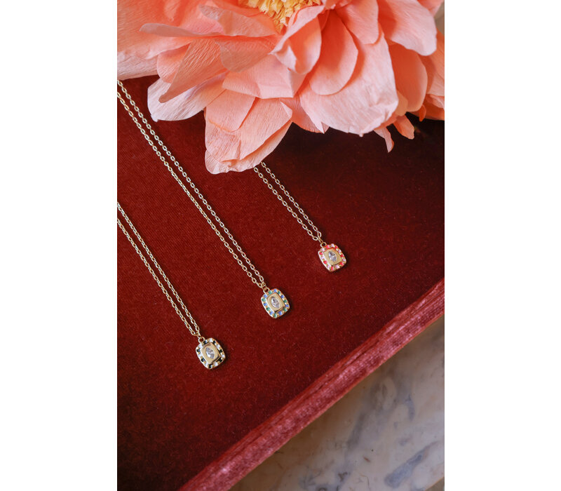 Sunlight Goldplated Necklace Charms Pink Coral Zirconia