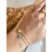 Sunlight Goldplated Bracelet Blue Flower