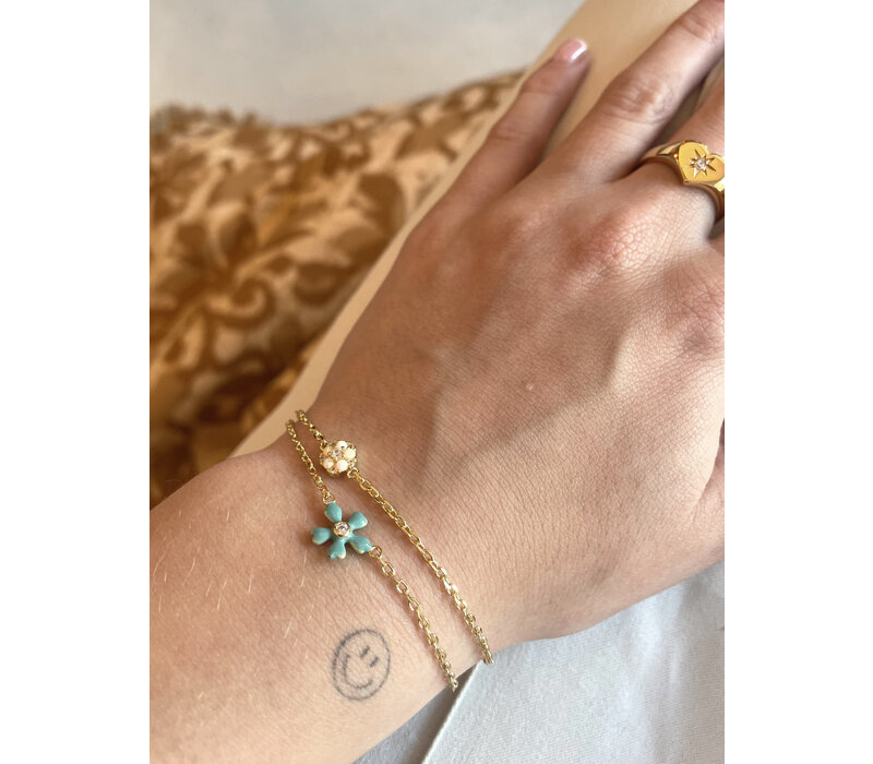 Sunlight Goldplated Armband Blauwe Bloem