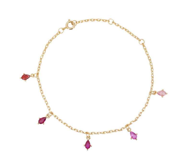 Sunlight Goldplated Bracelet Zirconia Charms Pink