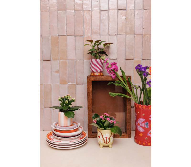 Flowerpot Striped Peach White