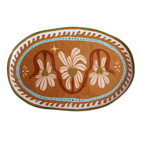 Large Oval Plate With Hearts 