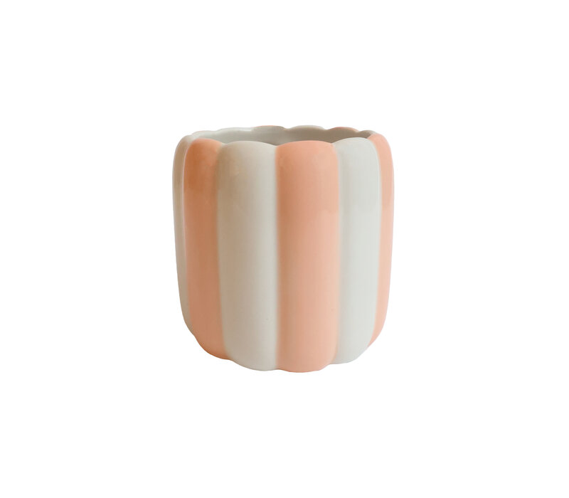 Flowerpot Striped Peach White