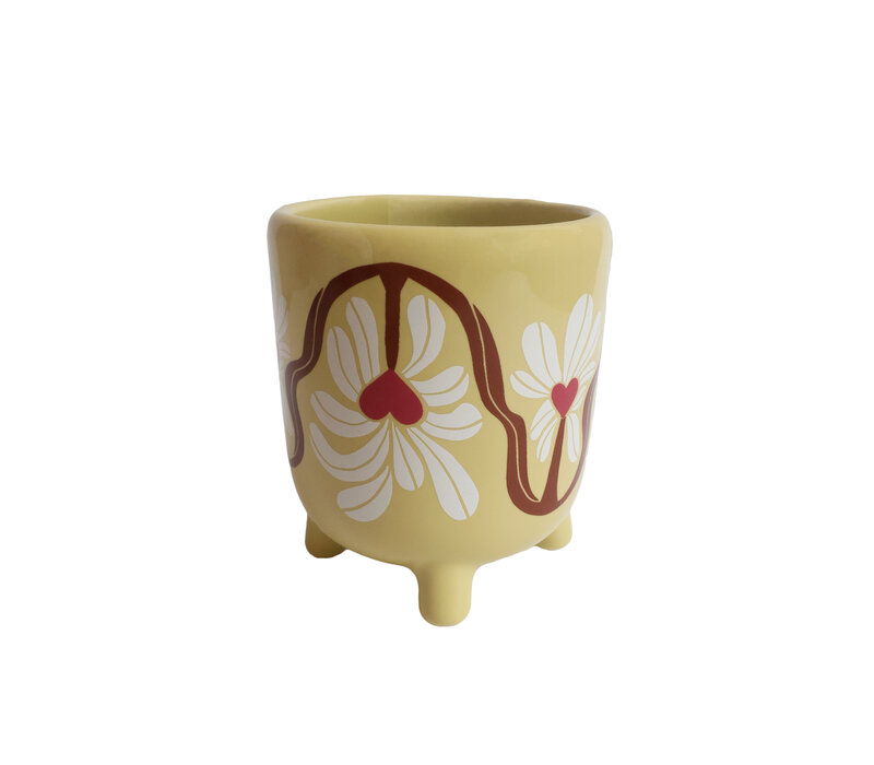 Flowerpot Green Hearts Flowers