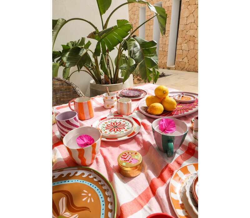 Flowerpot Striped Peach White