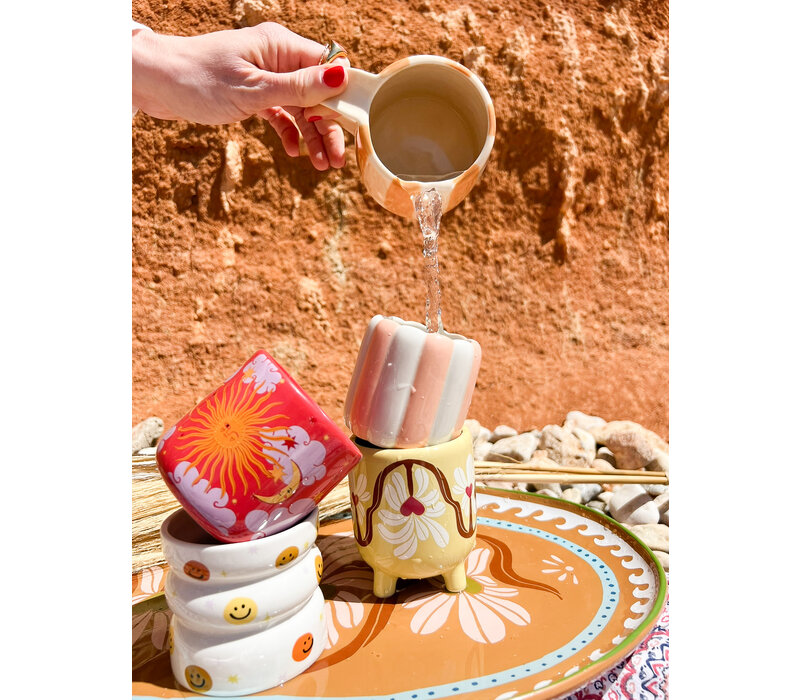 Flowerpot Striped Peach White