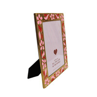 Brass Photo Frame Flowers Pink Red