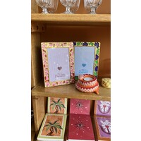 Brass Photo Frame Flowers Pink Red