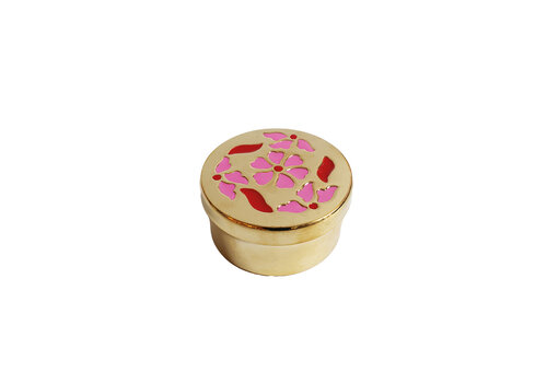 All the Luck in the World Brass Box Flowers Pink