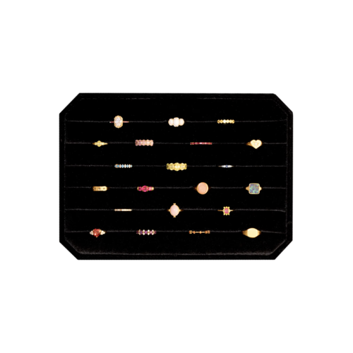 Fluweel ring display box Zwart groot 