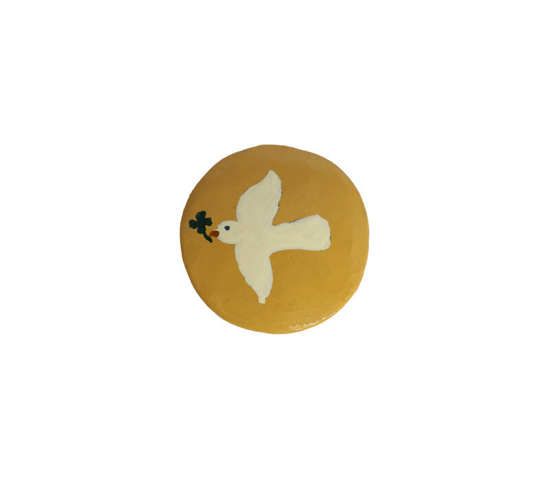 Small Round White Dove Yellow Box
