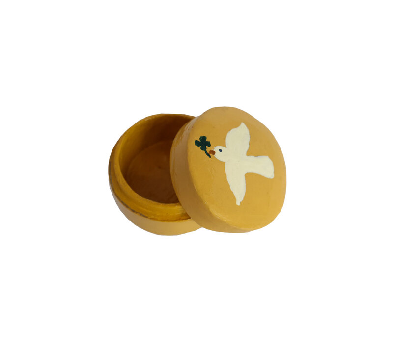 Small Round White Dove Yellow Box