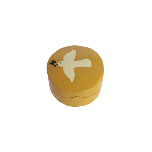 Small Round White Dove Yellow Box 