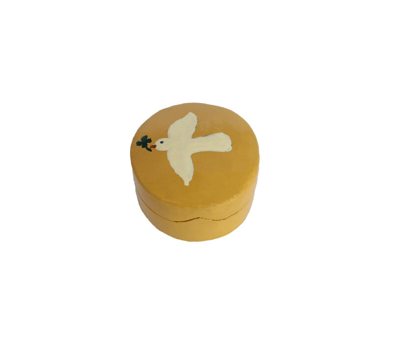 Small Round White Dove Yellow Box