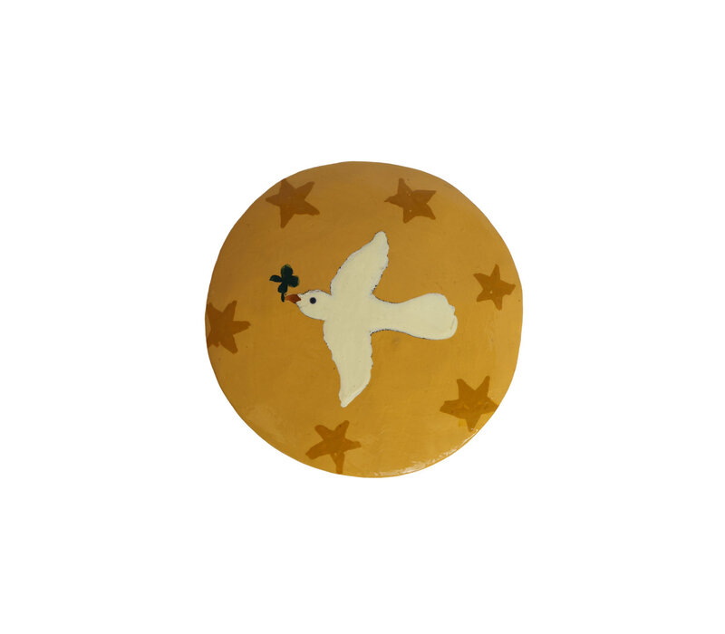 Medium Round White Dove Yellow Box
