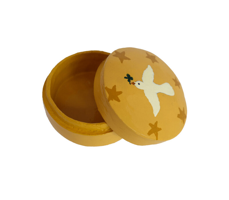 Medium Round White Dove Yellow Box