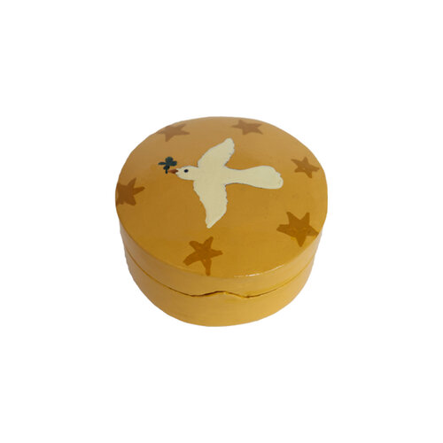Medium Round White Dove Yellow Box 