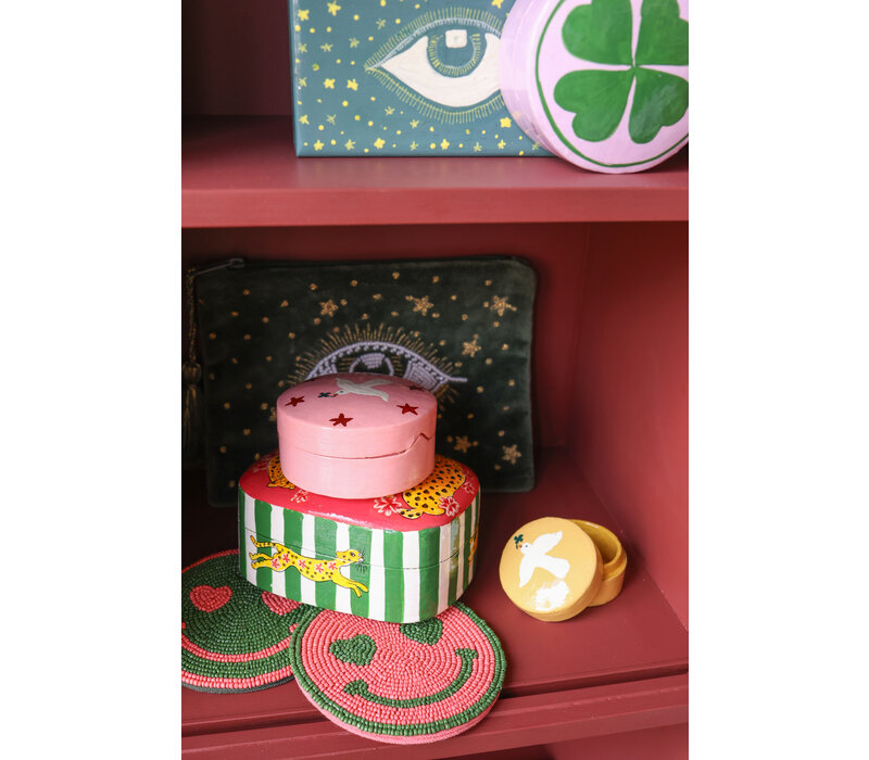 Medium Round White Dove Pink Box