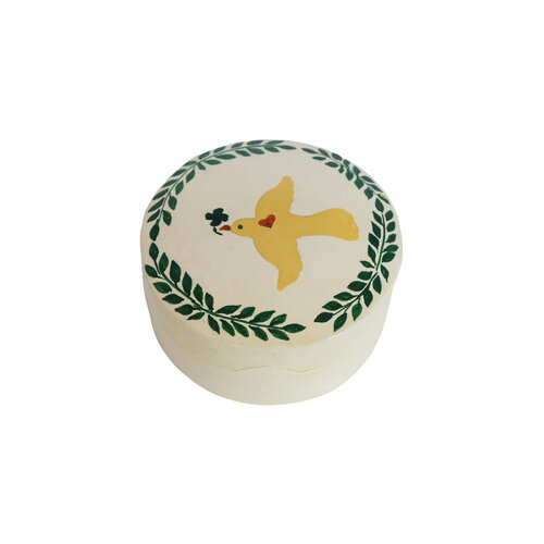 Medium Round Yellow Dove White Box 