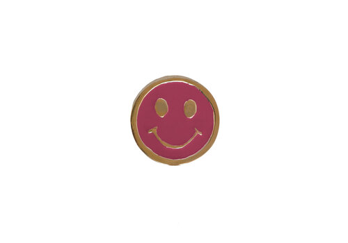 All the Luck in the World Deurknop Messing Smiley Roze