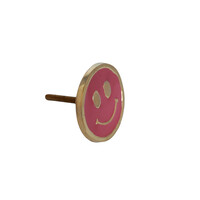 Deurknop Messing Smiley Roze