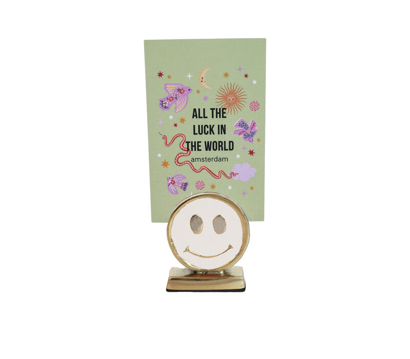 Cardholder Brass Smiley White