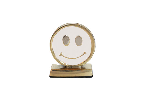 All the Luck in the World Kaarthouder Messing Smiley Wit