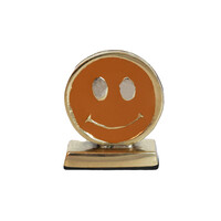 Kaarthouder Messing Smiley Oranje