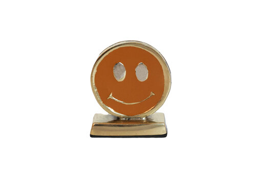 All the Luck in the World Kaarthouder Messing Smiley Oranje
