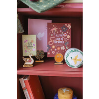 Cardholder Brass Smiley Orange