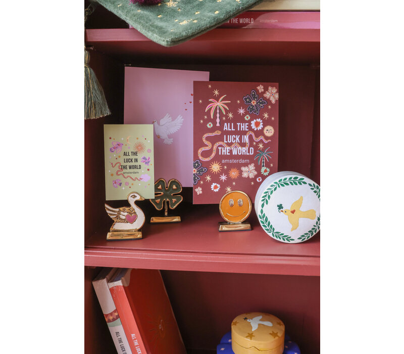 Cardholder Brass Smiley Orange