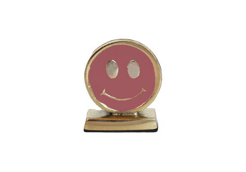 All the Luck in the World Cardholder Brass Smiley Pink