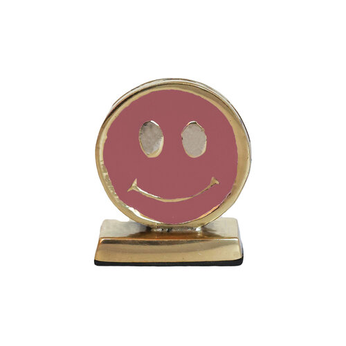 Kaarthouder Messing Smiley Roze 