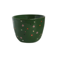 Large Green Cup Multi Flowers