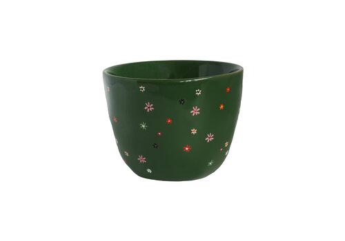 All the Luck in the World Large Green Cup Multi Flowers