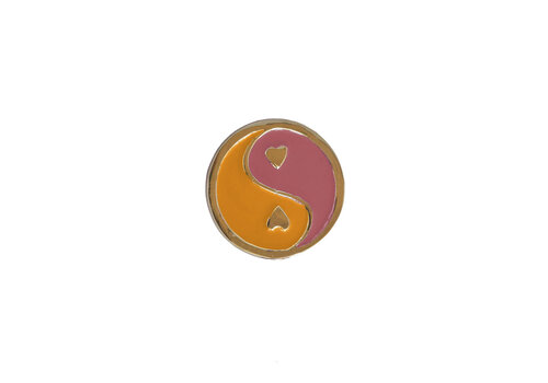 All the Luck in the World Doorknob Brass YinYang Orange Pink