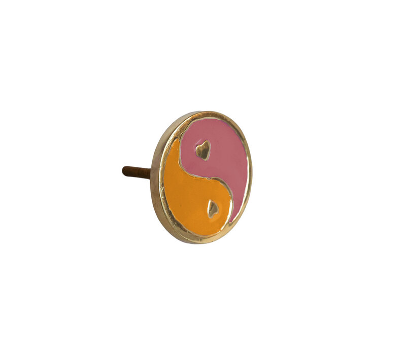 Deurknop Messing YinYang Oranje Roze
