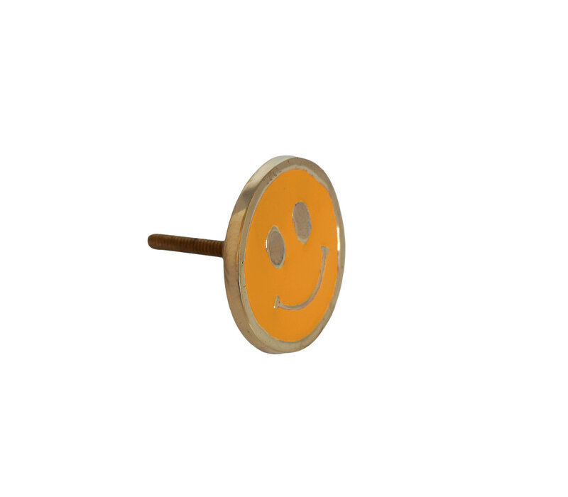 Deurknop Messing Smiley Oranje