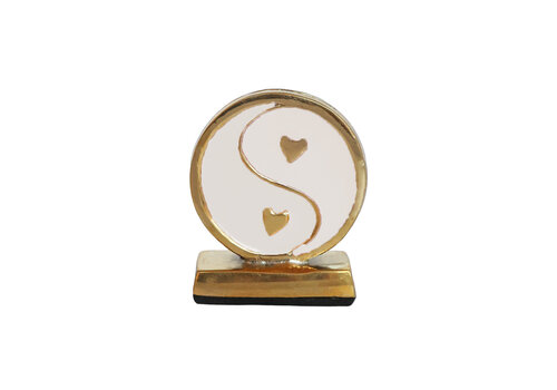 All the Luck in the World Kaarthouder Messing Yinyang Wit