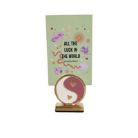Kaarthouder Messing Yinyang Roze Wit