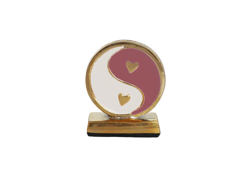 All the Luck in the World Cardholder Brass Yinyang Pink White