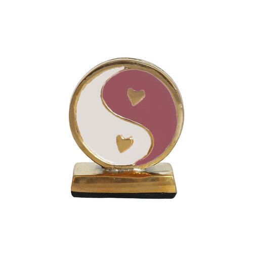 Kaarthouder Messing Yinyang Roze Wit 