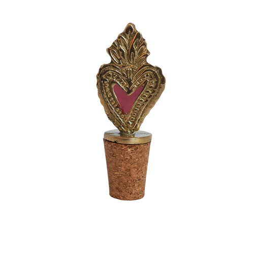 Bottle Stopper Messing Heart Fire 