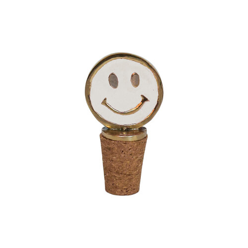 Bottle Stopper Messing Smiley White 