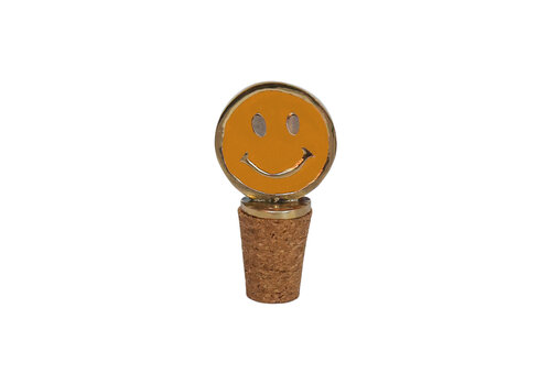 All the Luck in the World Bottle Stopper Messing Smiley Orange