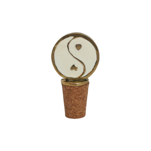 Bottle Stopper Messing Yinyang White 
