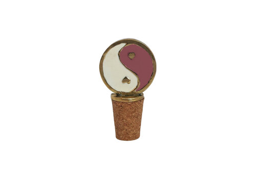 All the Luck in the World Bottle Stopper Messing Yinyang White Pink