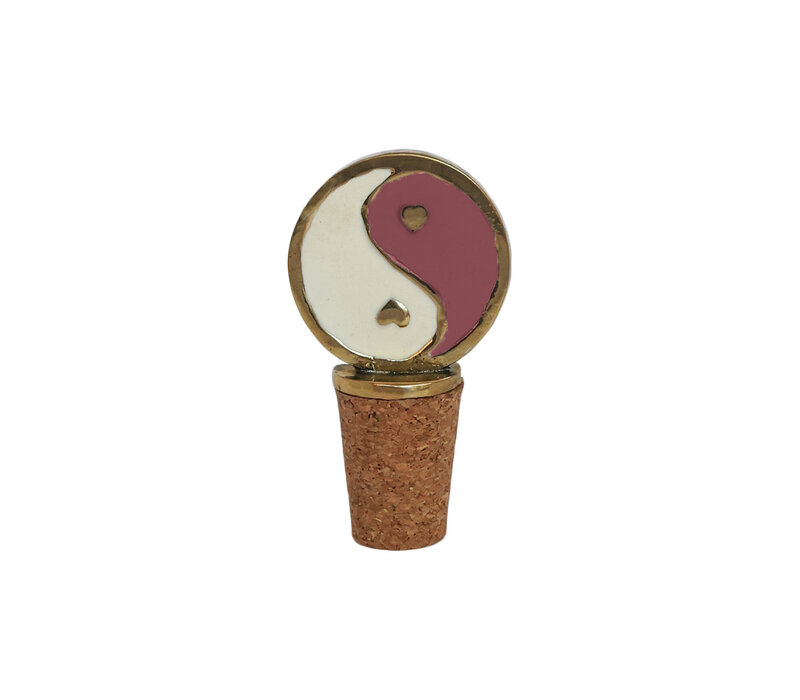Bottle Stopper Messing Yinyang White Pink
