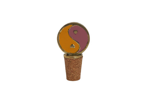 All the Luck in the World Bottle Stopper Messing Yinyang Pink Orange
